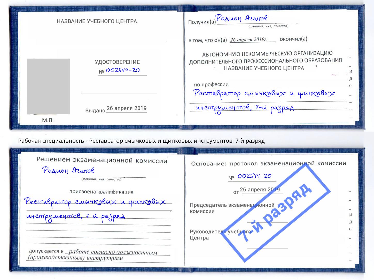 корочка 7-й разряд Реставратор смычковых и щипковых инструментов Гулькевичи