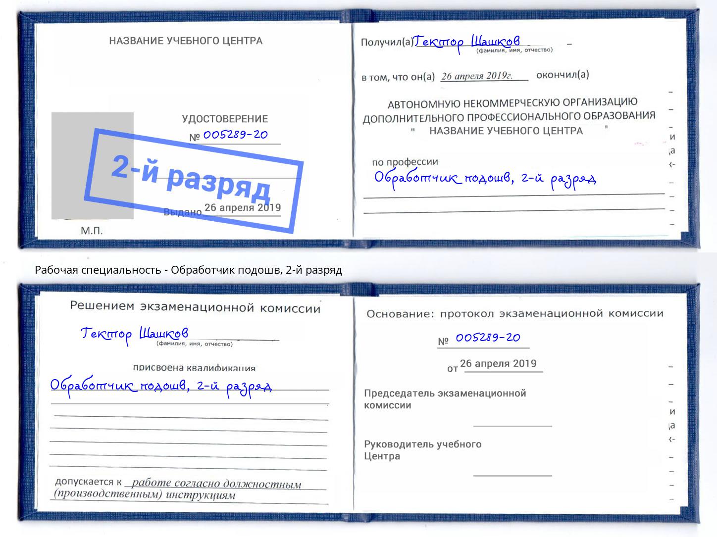 корочка 2-й разряд Обработчик подошв Гулькевичи